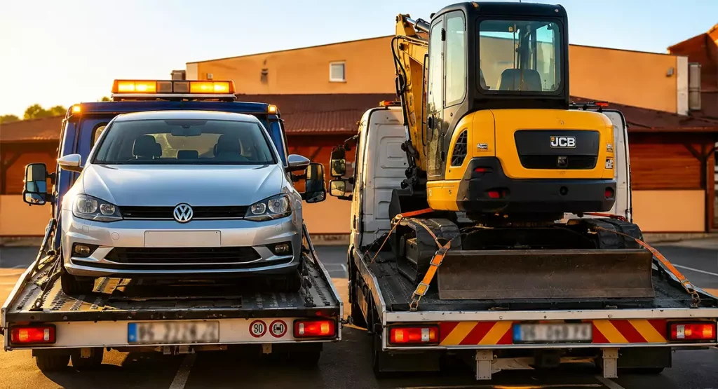 Šlep služba prevozi automobil i radnu mašinu